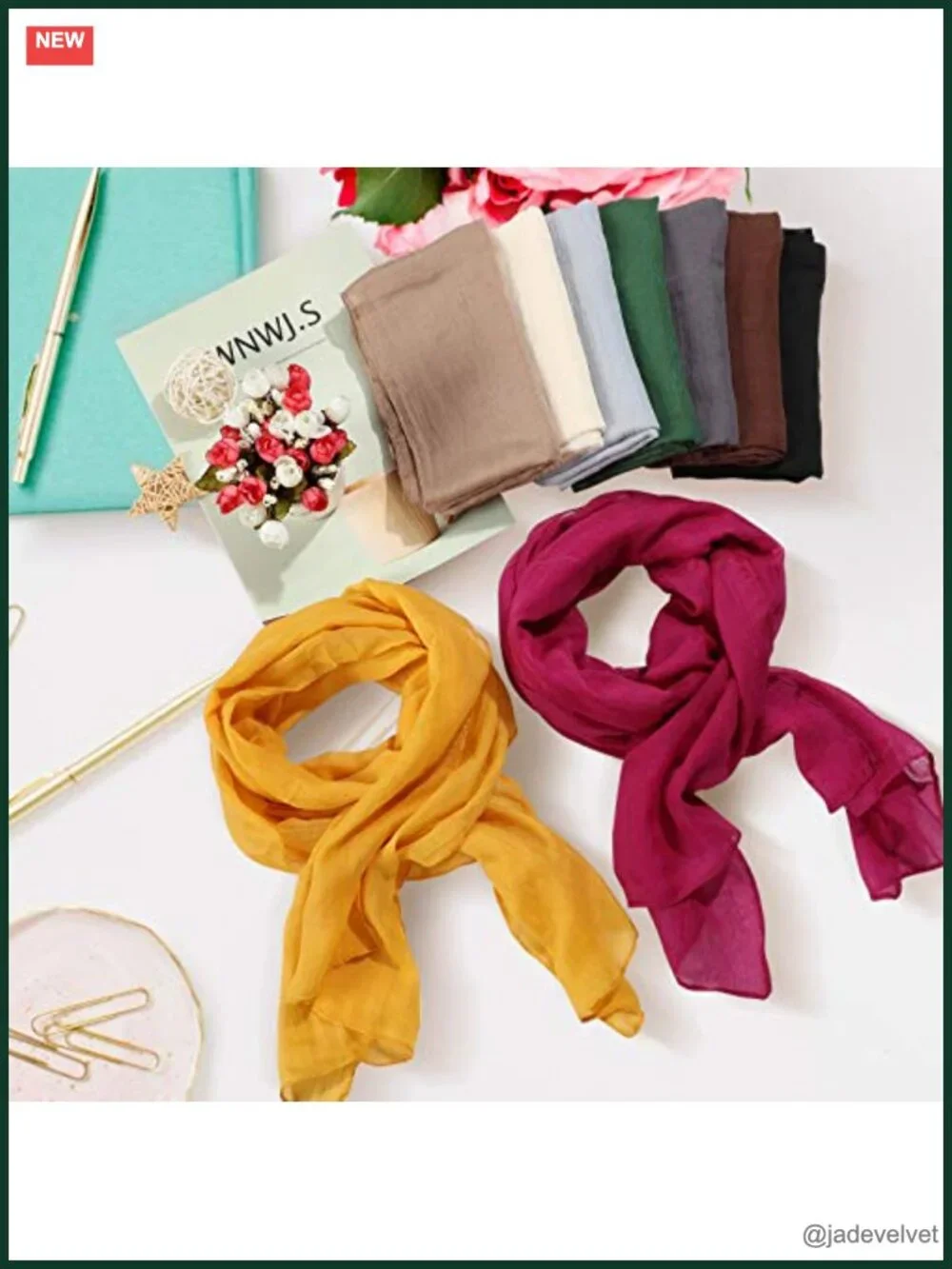 9 Pack Cotton Linen Lightweight Solid Scarf Shawl Wrap